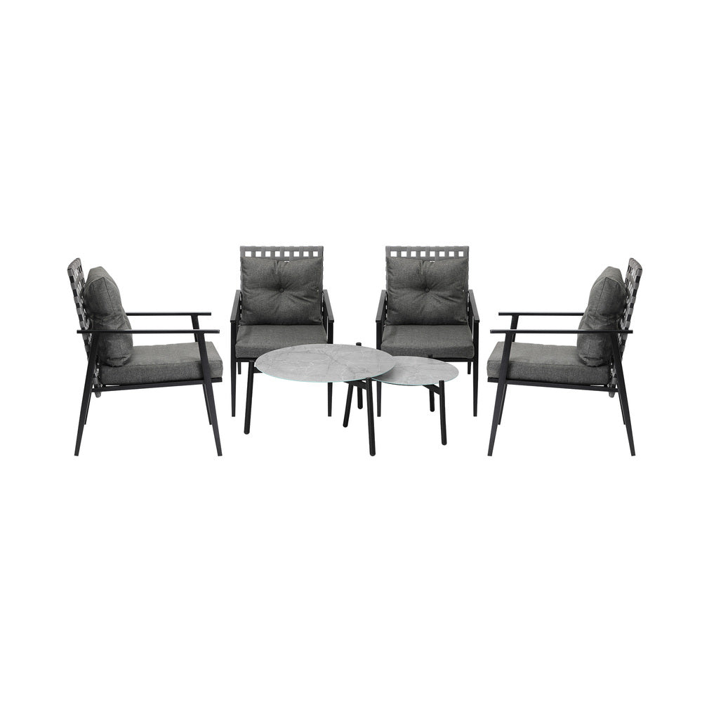 Livsip Outdoor Patio Set 2pc Grey Table Sets 4pc Rattan Black Chairs-Outdoor Patio Set-PEROZ Accessories