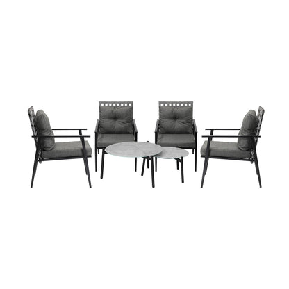 Livsip Outdoor Patio Set 2pc Grey Table Sets 4pc Rattan Black Chairs-Outdoor Patio Set-PEROZ Accessories