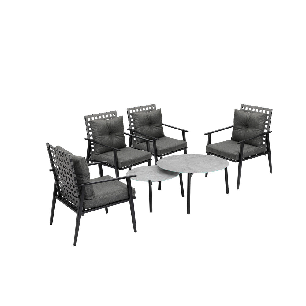 Livsip Outdoor Patio Set 2pc Grey Table Sets 4pc Rattan Black Chairs-Outdoor Patio Set-PEROZ Accessories