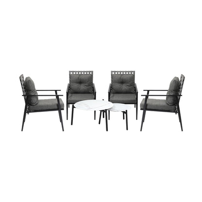 Livsip Outdoor Patio Set 2pc White Marble Table Sets 4pc Rattan Chairs-Outdoor Patio Set-PEROZ Accessories