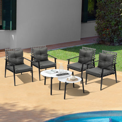 Livsip Outdoor Patio Set 2pc White Marble Table Sets 4pc Rattan Chairs-Outdoor Patio Set-PEROZ Accessories