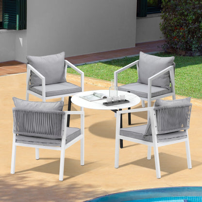Livsip Outdoor Patio Set 4 Seater White 70cm Coffee Table-Outdoor Patio Set-PEROZ Accessories