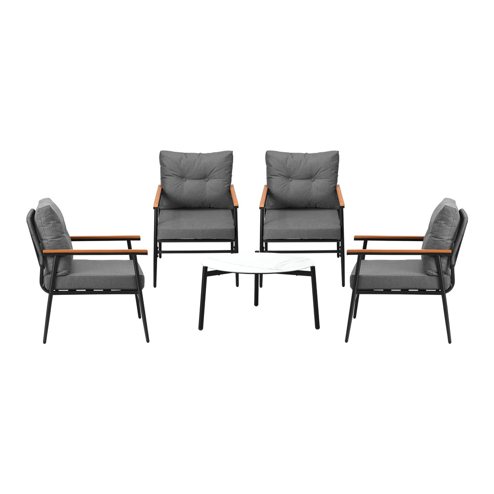 Livsip Outdoor Patio Set 5 Piece Bistro Lounge Set 70cm Table-Outdoor Patio Set-PEROZ Accessories