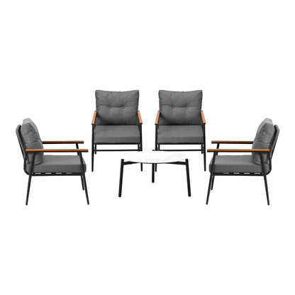 Livsip Outdoor Patio Set 5 Piece Bistro Lounge Set 70cm Table-Outdoor Patio Set-PEROZ Accessories