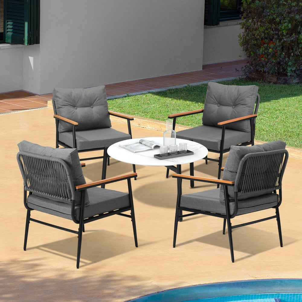 Livsip Outdoor Patio Set 5 Piece Bistro Lounge Set 70cm Table-Outdoor Patio Set-PEROZ Accessories