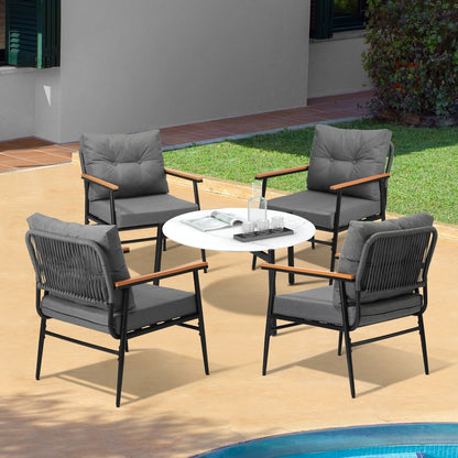 Livsip Outdoor Patio Set 5 Piece Bistro Lounge Set 70cm Table-Outdoor Patio Set-PEROZ Accessories