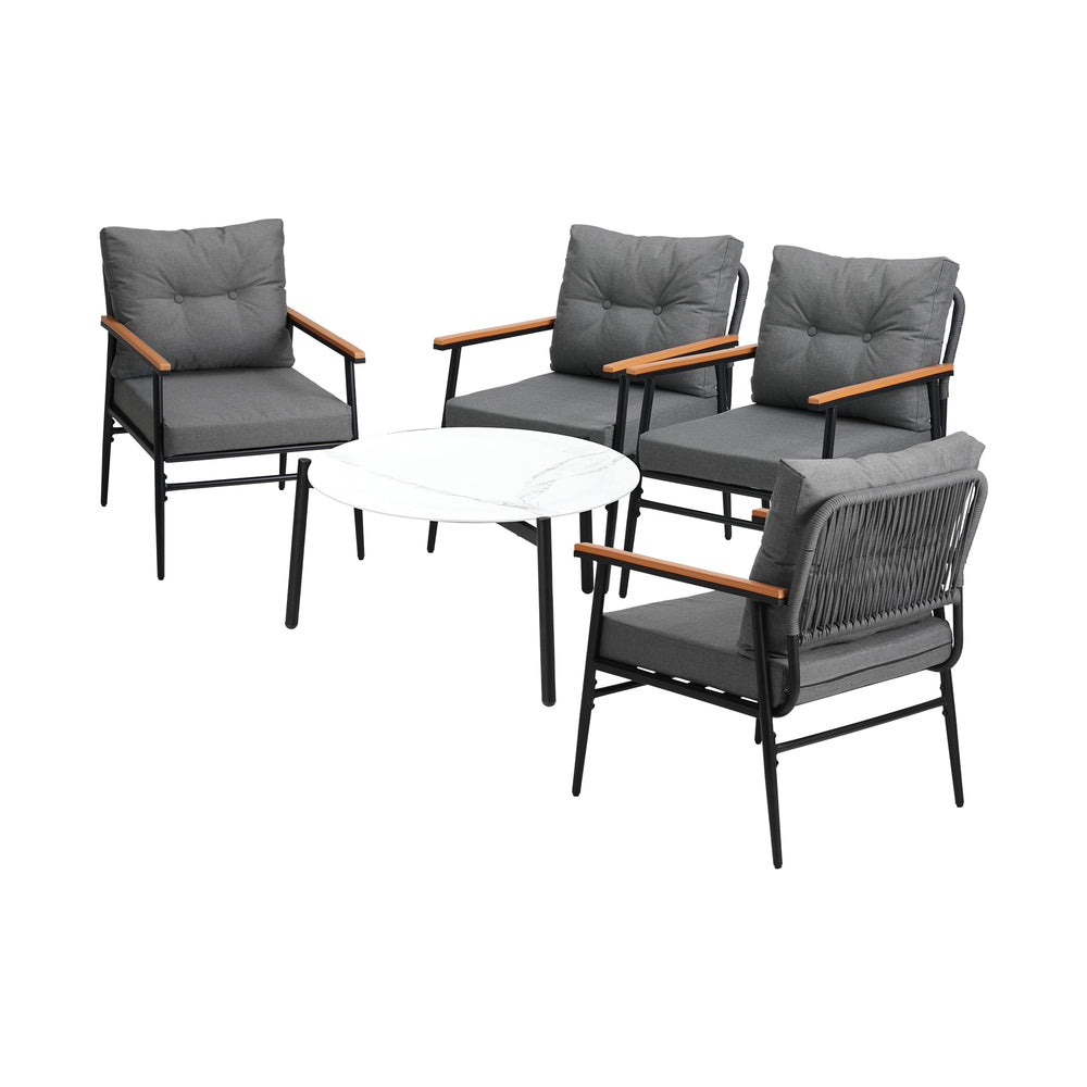 Livsip Outdoor Patio Set 5 Piece Bistro Lounge Set 70cm Table-Outdoor Patio Set-PEROZ Accessories