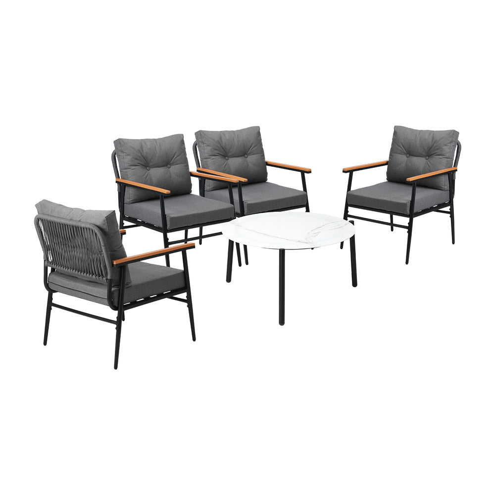 Livsip Outdoor Patio Set 5 Piece Bistro Lounge Set 70cm Table-Outdoor Patio Set-PEROZ Accessories