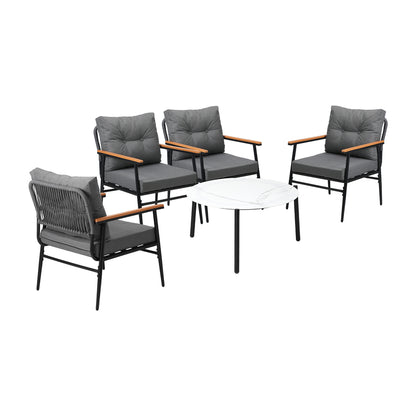 Livsip Outdoor Patio Set 5 Piece Bistro Lounge Set 70cm Table-Outdoor Patio Set-PEROZ Accessories