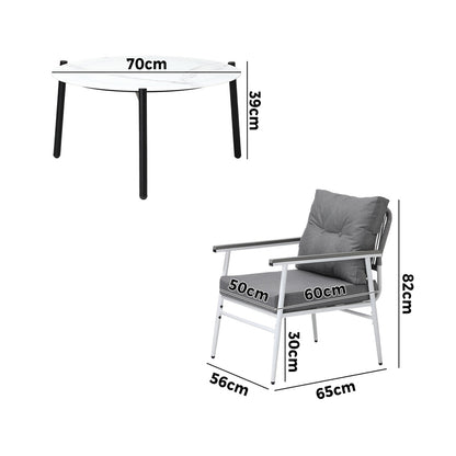 Livsip Outdoor Patio Set 5PC Bistro Lounge Set 70cm White Table-Outdoor Patio Set-PEROZ Accessories