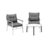 Livsip Outdoor Patio Set 70cm White Table with 2 Armchairs-Outdoor Patio Set-PEROZ Accessories
