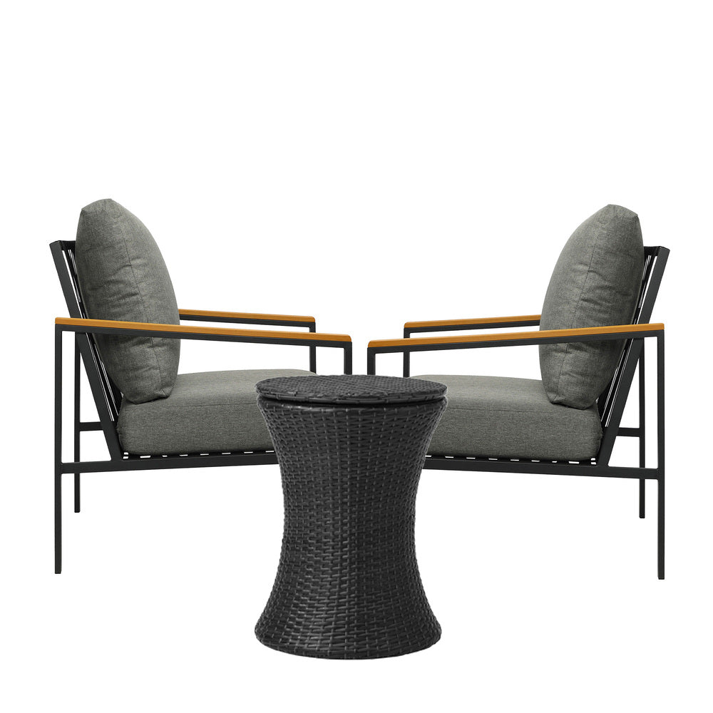 Livsip Outdoor Patio Set Ice Bucket Black Adjustable Table Sofa Set 3pcs-Outdoor Patio Set-PEROZ Accessories