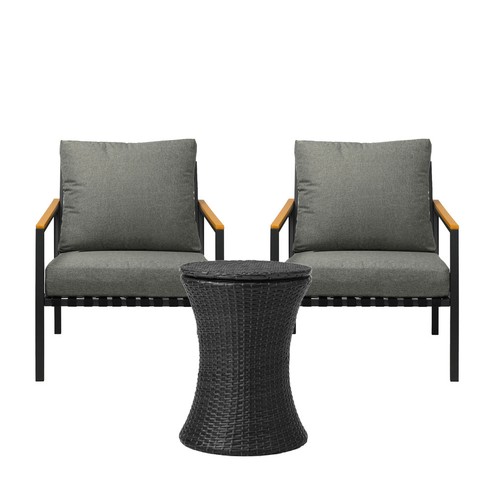 Livsip Outdoor Patio Set Ice Bucket Black Adjustable Table Sofa Set 3pcs-Outdoor Patio Set-PEROZ Accessories