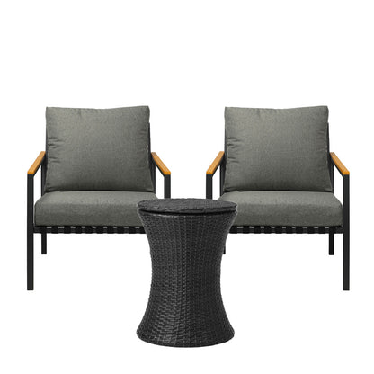 Livsip Outdoor Patio Set Ice Bucket Black Adjustable Table Sofa Set 3pcs-Outdoor Patio Set-PEROZ Accessories