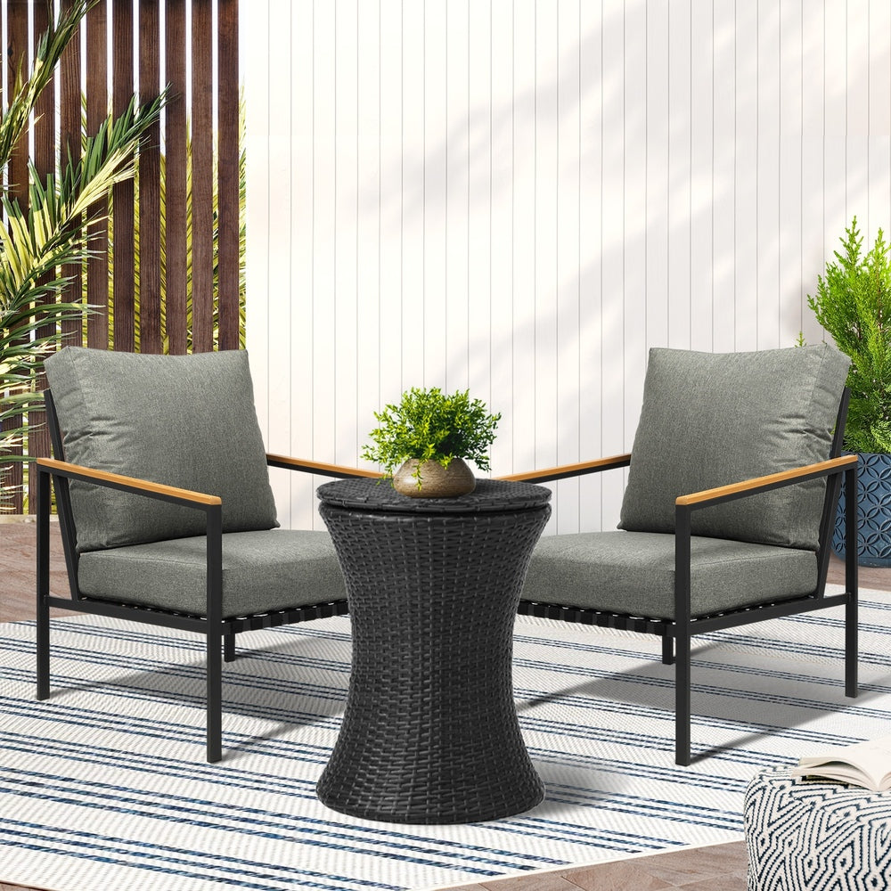 Livsip Outdoor Patio Set Ice Bucket Black Adjustable Table Sofa Set 3pcs-Outdoor Patio Set-PEROZ Accessories