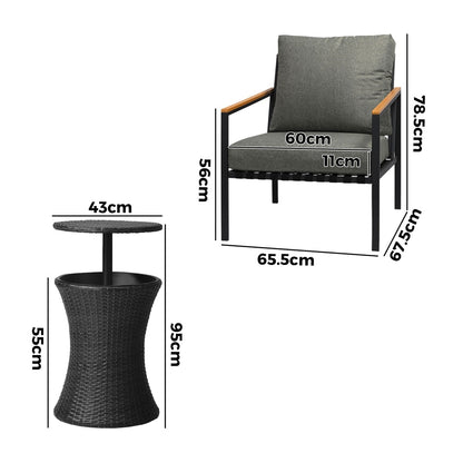 Livsip Outdoor Patio Set Ice Bucket Black Adjustable Table Sofa Set 3pcs-Outdoor Patio Set-PEROZ Accessories