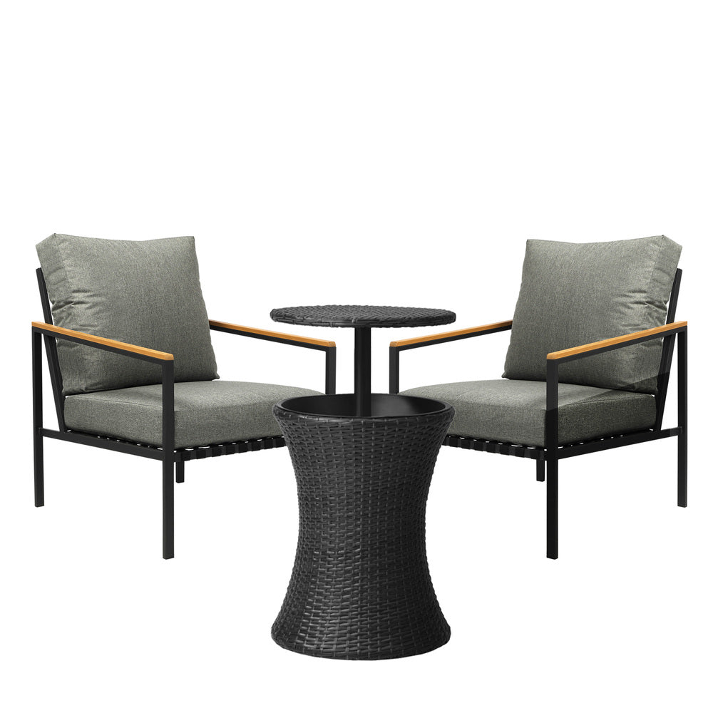 Livsip Outdoor Patio Set Ice Bucket Black Adjustable Table Sofa Set 3pcs-Outdoor Patio Set-PEROZ Accessories