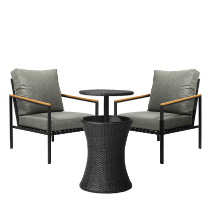Livsip Outdoor Patio Set Ice Bucket Black Adjustable Table Sofa Set 3pcs-Outdoor Patio Set-PEROZ Accessories