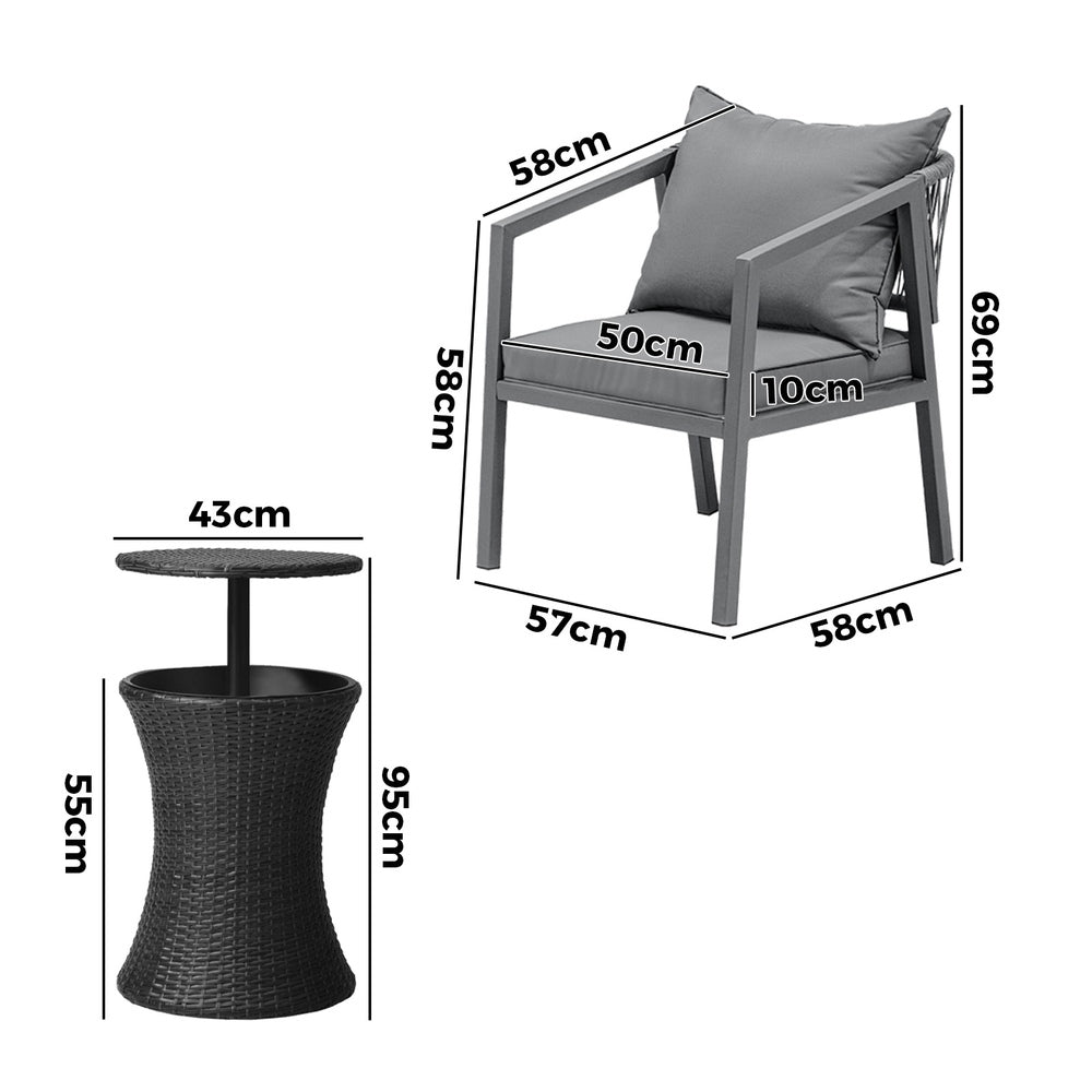 Livsip Outdoor Patio Set Ice Bucket Black Table Bistro Setting 3pcs-Outdoor Patio Set-PEROZ Accessories