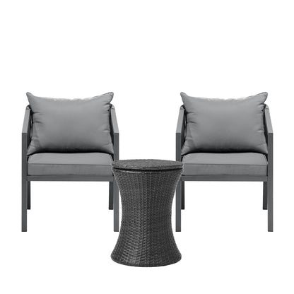 Livsip Outdoor Patio Set Ice Bucket Black Table Bistro Setting 3pcs-Outdoor Patio Set-PEROZ Accessories