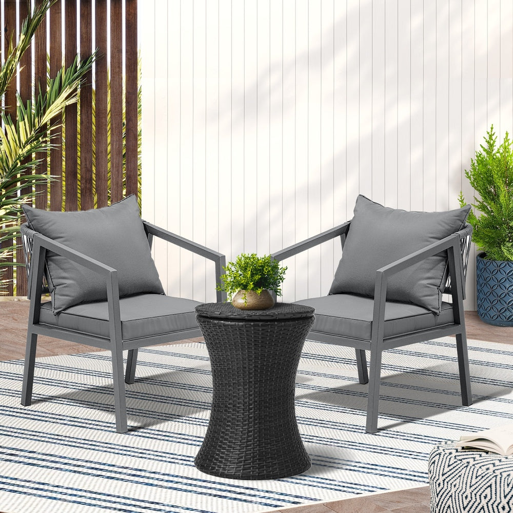 Livsip Outdoor Patio Set Ice Bucket Black Table Bistro Setting 3pcs-Outdoor Patio Set-PEROZ Accessories