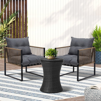 Livsip Outdoor Patio Set Ice Bucket Black Table Rattan Bistro Set 3pcs-Outdoor Patio Set-PEROZ Accessories