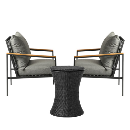 Livsip Outdoor Patio Set Ice Bucket Black Table Sofa Setting 3pcs-Outdoor Patio Set-PEROZ Accessories