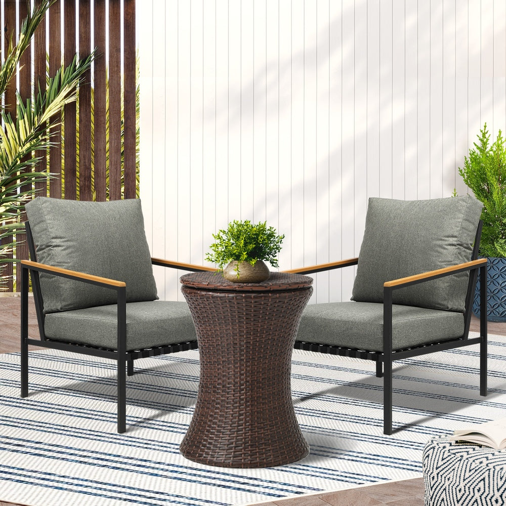 Livsip Outdoor Patio Set Ice Bucket Brown Adjustable Table Sofa Set 3pcs-Outdoor Patio Set-PEROZ Accessories