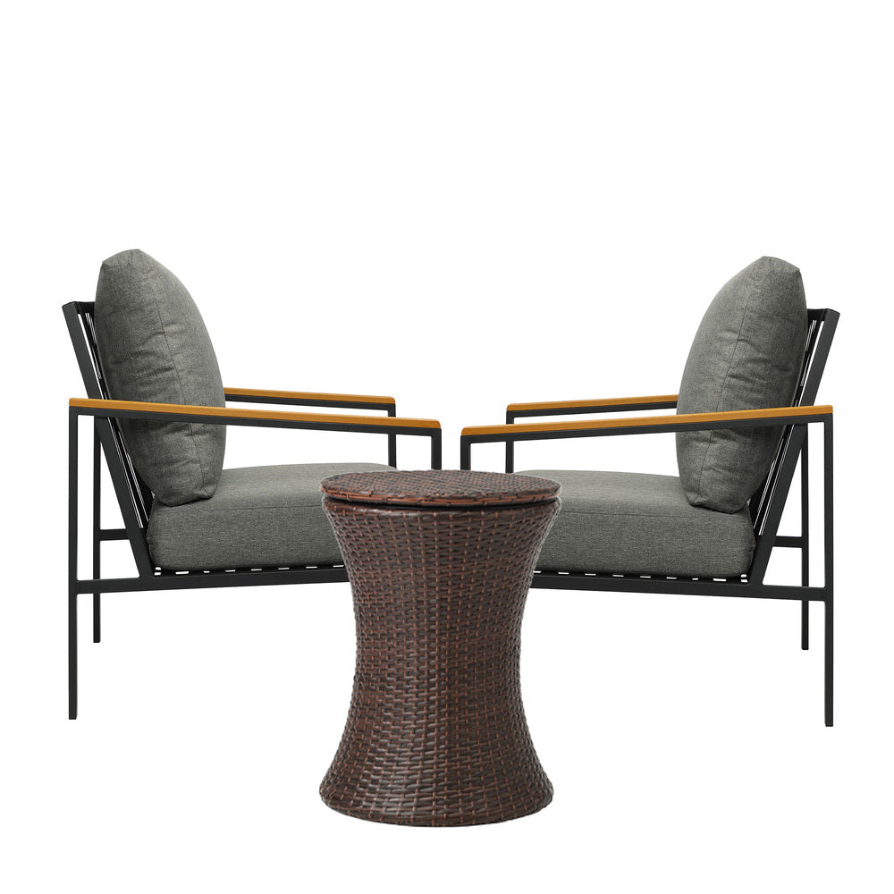 Livsip Outdoor Patio Set Ice Bucket Brown Adjustable Table Sofa Set 3pcs-Outdoor Patio Set-PEROZ Accessories