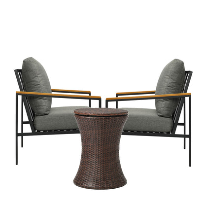 Livsip Outdoor Patio Set Ice Bucket Brown Adjustable Table Sofa Set 3pcs-Outdoor Patio Set-PEROZ Accessories