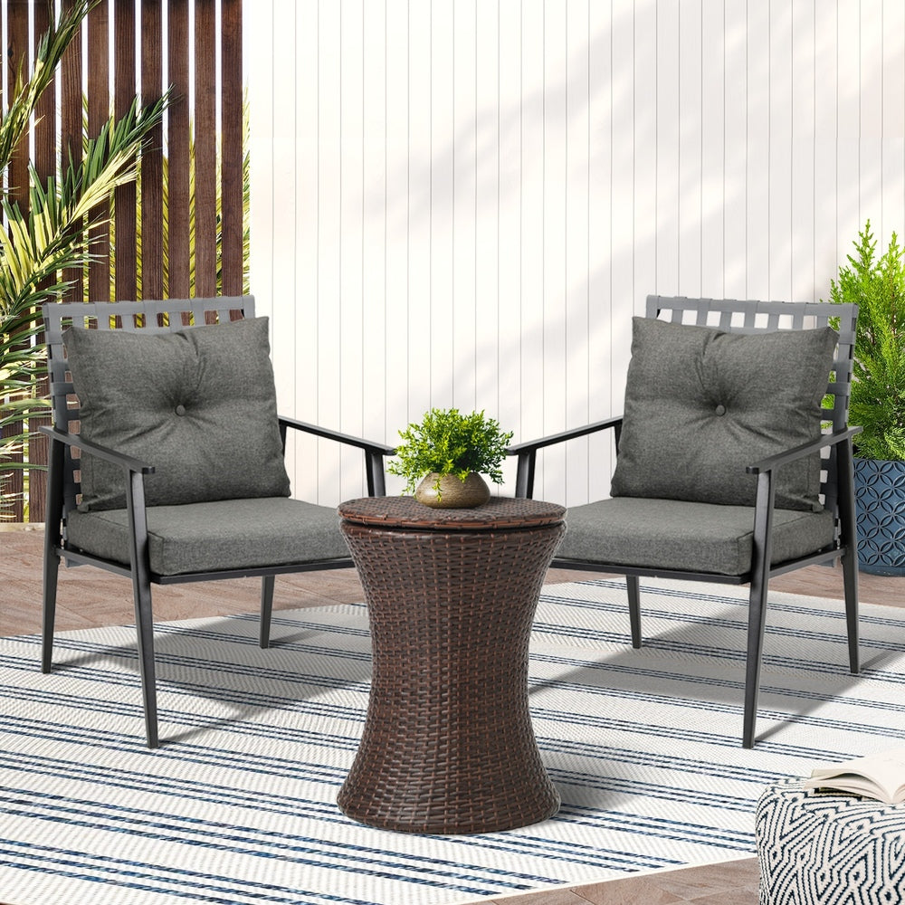 Livsip Outdoor Patio Set Ice Bucket Brown Table 2 Seater Bistro Set-Outdoor Patio Set-PEROZ Accessories