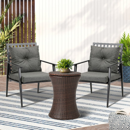 Livsip Outdoor Patio Set Ice Bucket Brown Table 2 Seater Bistro Set-Outdoor Patio Set-PEROZ Accessories