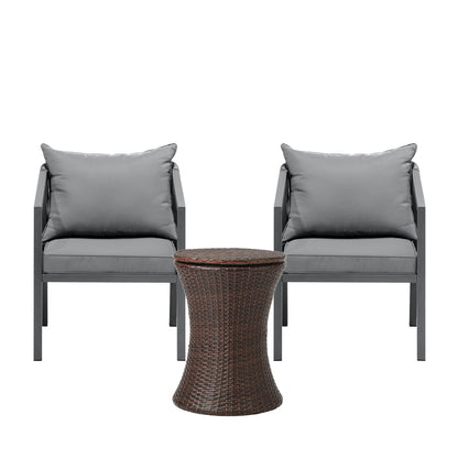 Livsip Outdoor Patio Set Ice Bucket Brown Table Bistro Setting 3pcs-Outdoor Patio Set-PEROZ Accessories