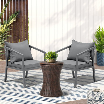 Livsip Outdoor Patio Set Ice Bucket Brown Table Bistro Setting 3pcs-Outdoor Patio Set-PEROZ Accessories