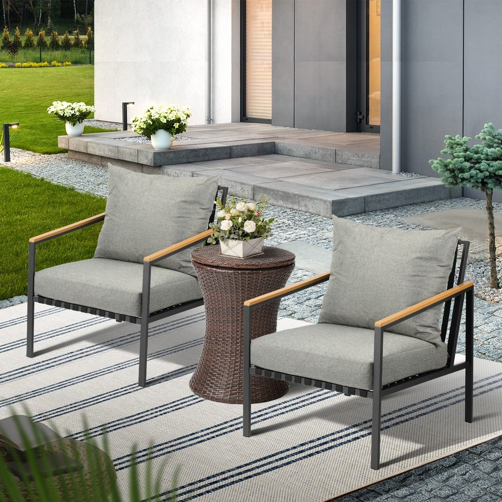 Livsip Outdoor Patio Set Ice Bucket Brown Table Sofa Setting 3pcs-Outdoor Patio Set-PEROZ Accessories