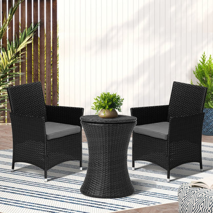 Livsip Outdoor Patio Set Ice Bucket Table Black Bistro Setting 3pcs-Outdoor Patio Set-PEROZ Accessories