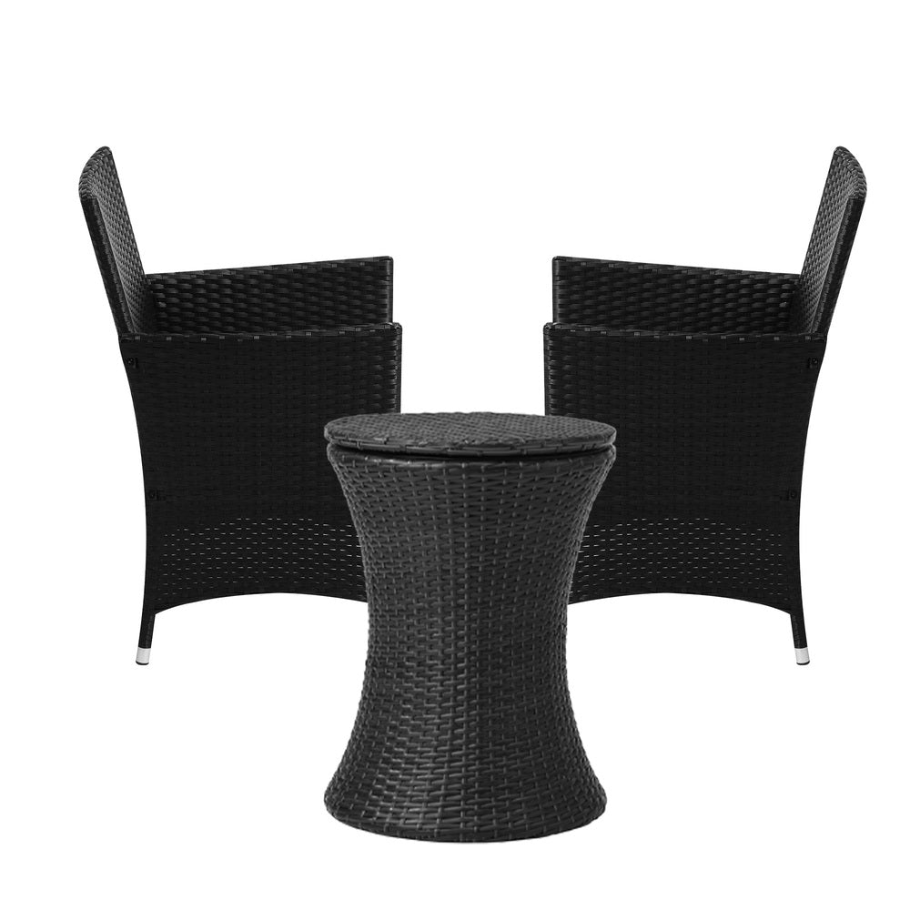 Livsip Outdoor Patio Set Ice Bucket Table Black Bistro Setting 3pcs-Outdoor Patio Set-PEROZ Accessories