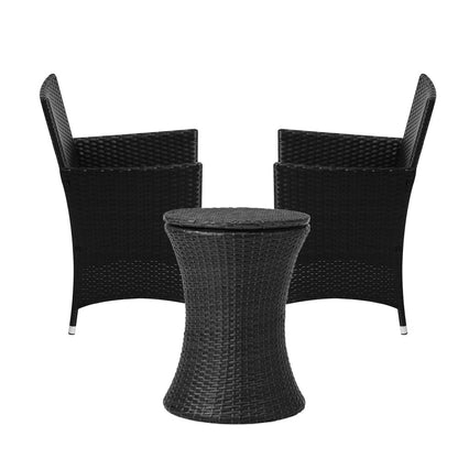Livsip Outdoor Patio Set Ice Bucket Table Black Bistro Setting 3pcs-Outdoor Patio Set-PEROZ Accessories