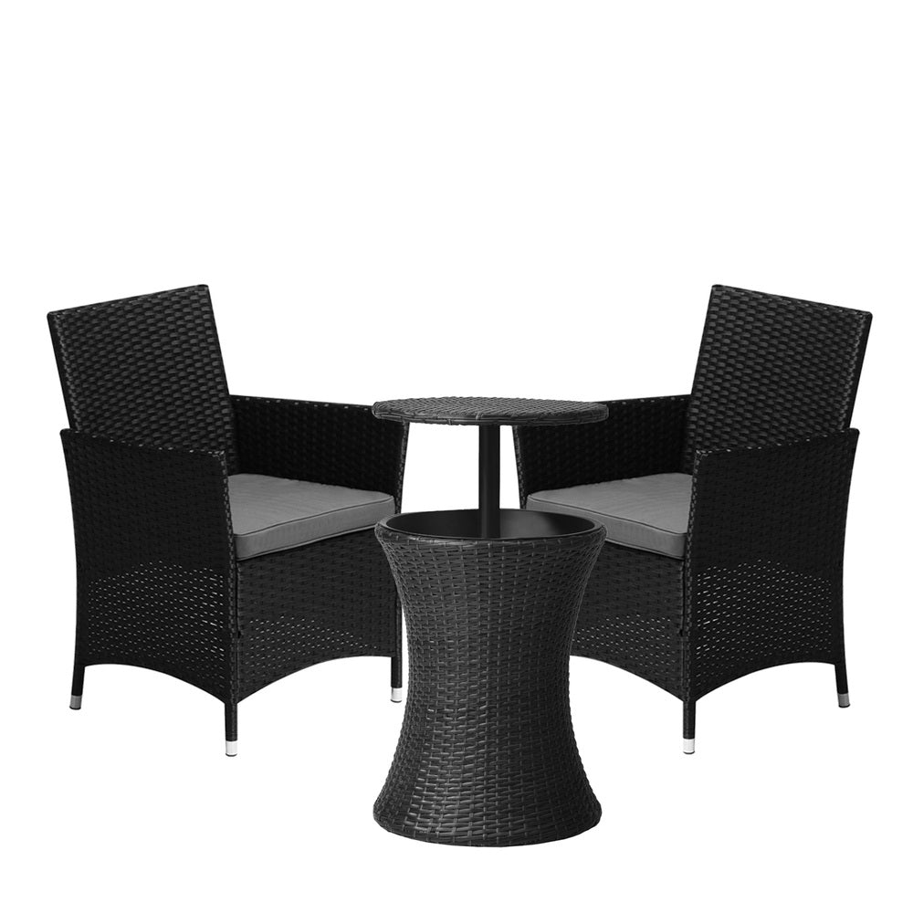 Livsip Outdoor Patio Set Ice Bucket Table Black Bistro Setting 3pcs-Outdoor Patio Set-PEROZ Accessories