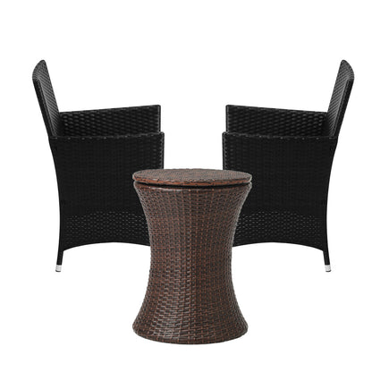 Livsip Outdoor Patio Set Ice Bucket Table Brown Bistro Setting 3pcs-Outdoor Patio Set-PEROZ Accessories
