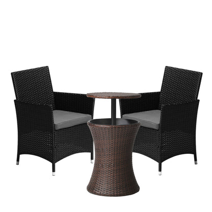 Livsip Outdoor Patio Set Ice Bucket Table Brown Bistro Setting 3pcs-Outdoor Patio Set-PEROZ Accessories