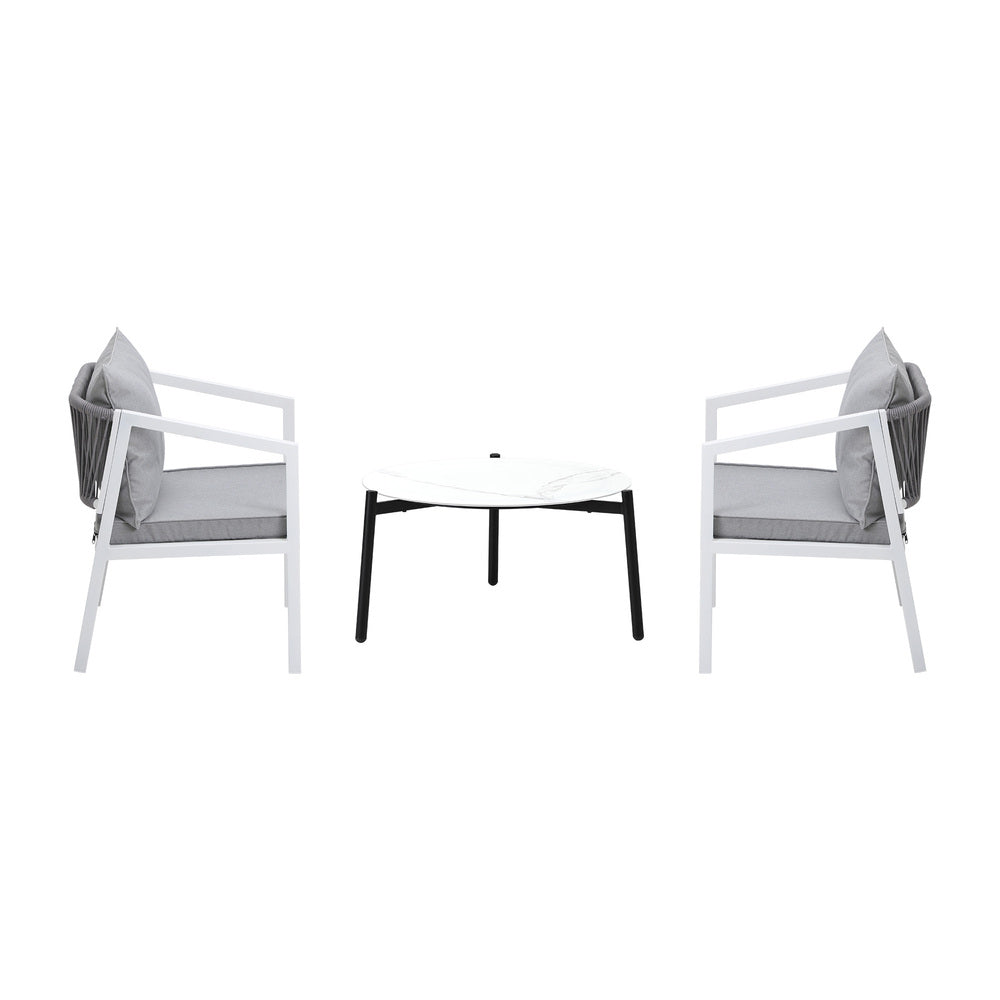 Livsip Outdoor Patio Set White 70cm Coffee Table and Chairs-Outdoor Patio Set-PEROZ Accessories