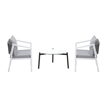 Livsip Outdoor Patio Set White 70cm Coffee Table and Chairs-Outdoor Patio Set-PEROZ Accessories