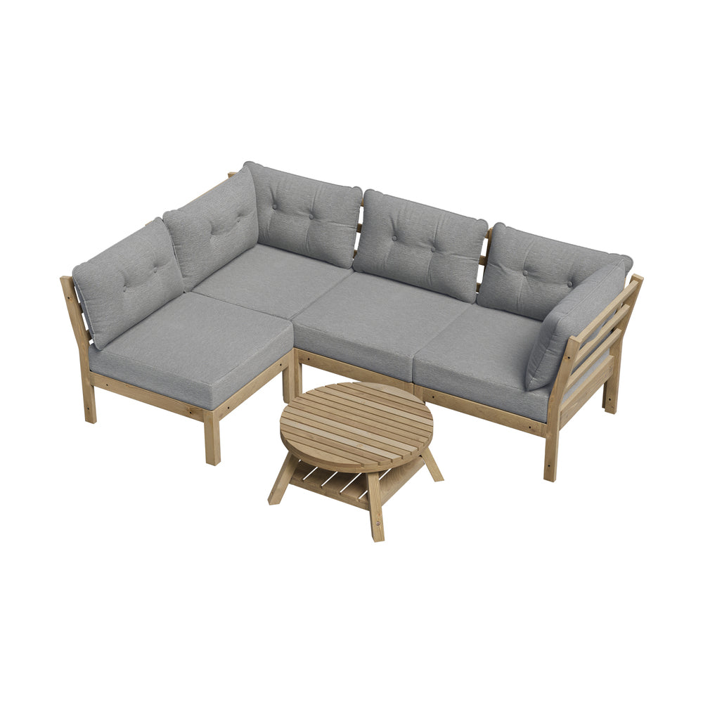 Livsip Outdoor Sofa Set 4 Seater Lounge Setting Patio Furniture Grey-Outdoor Sofa Set-PEROZ Accessories