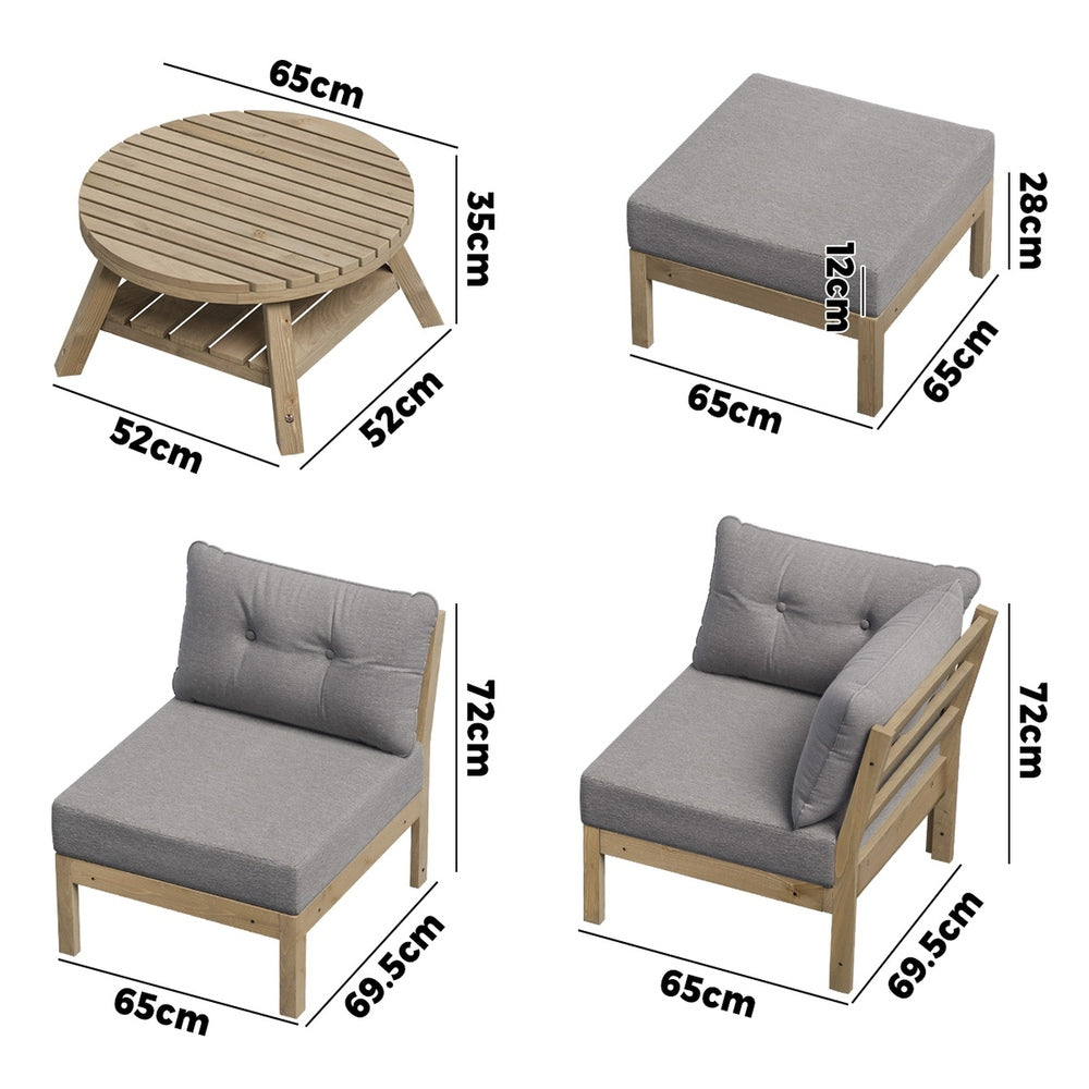 Livsip Outdoor Sofa Set 4 Seater Lounge Setting Patio Furniture Grey-Outdoor Sofa Set-PEROZ Accessories