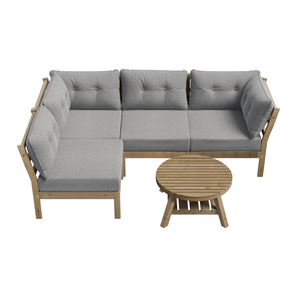 Livsip Outdoor Sofa Set 4 Seater Lounge Setting Patio Furniture Grey-Outdoor Sofa Set-PEROZ Accessories