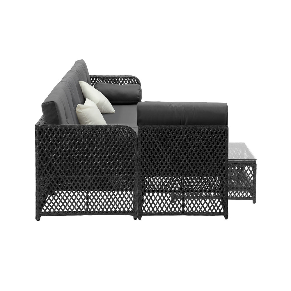 Livsip Outdoor Sofa Set 6 Seater Wicker Rattan Lounge Setting-Outdoor Sofa Set-PEROZ Accessories