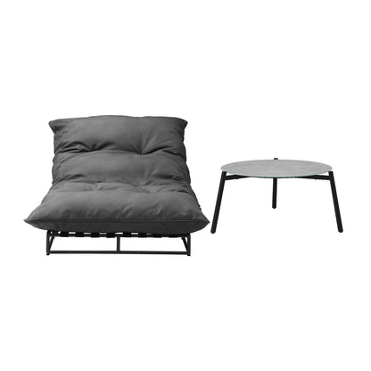 Livsip Outdoor Sun Lounger with Table Patio Set Grey-Sun Bed-PEROZ Accessories