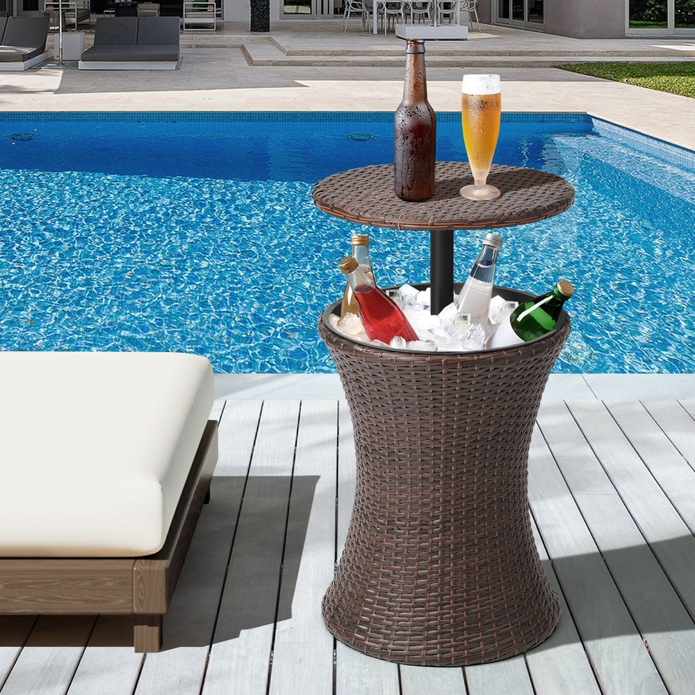 Livsip Rattan Cooler Ice Bucket Table Storage Brown-Drink Cooler-PEROZ Accessories