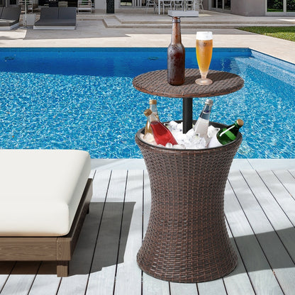 Livsip Rattan Cooler Ice Bucket Table Storage Brown-Drink Cooler-PEROZ Accessories